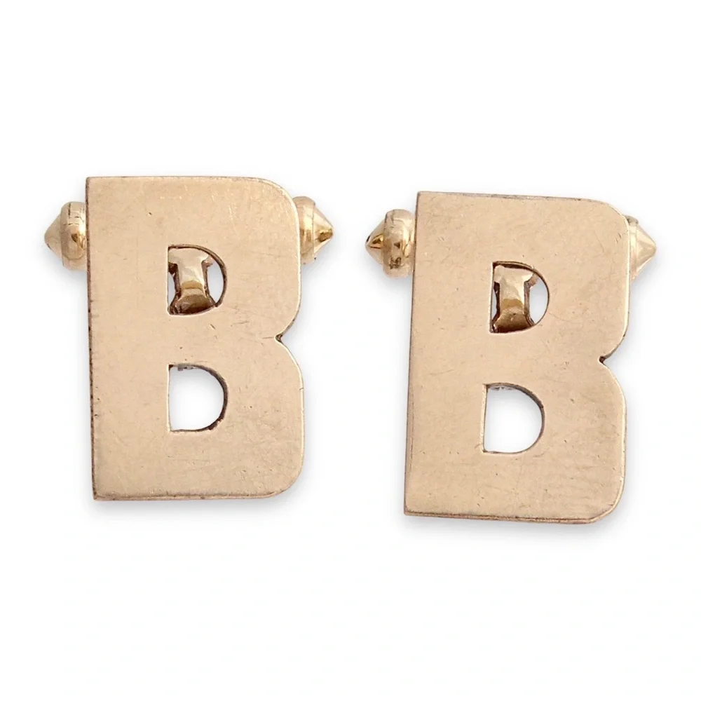 Vintage 12K Gold Filled Letter B Cufflinks Large Monogram Cuff Links